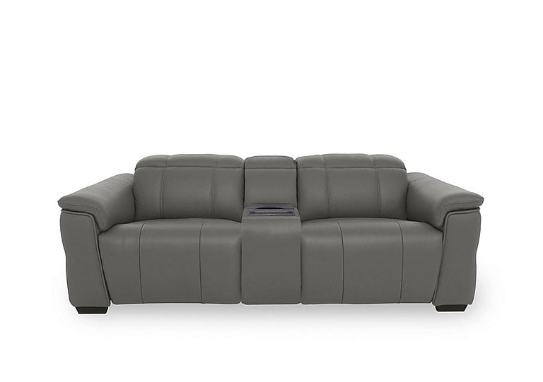 Inca NC Leather 3 Seater Power Recliner Sofa with Power Headrests and Fridge Console - Elephant