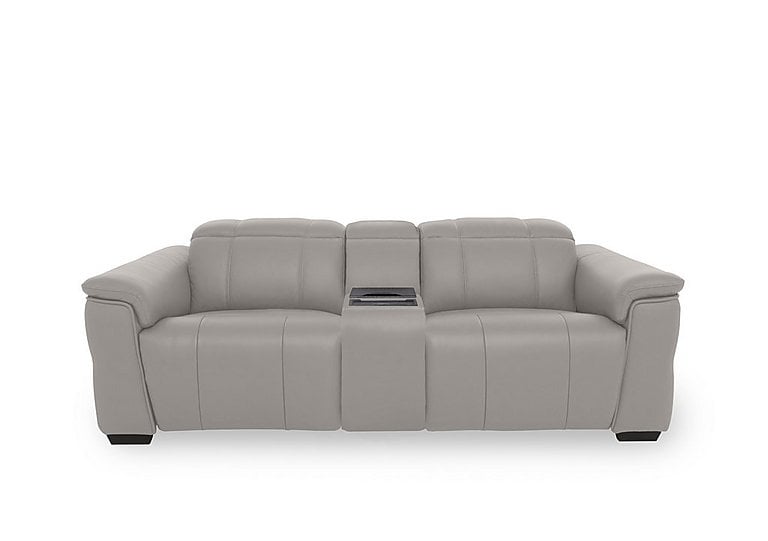 Inca NC Leather 3 Seater Power Recliner Sofa with Power Headrests and Fridge Console - Lead Grey