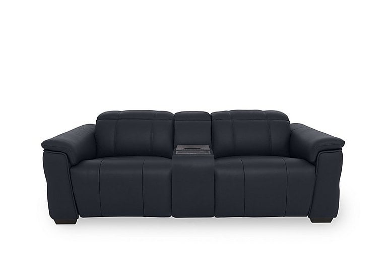 Inca NC Leather 3 Seater Power Recliner Sofa with Power Headrests and Fridge Console - Navy