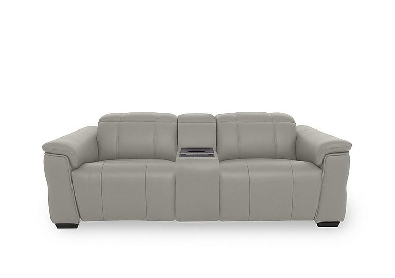 Inca NC Leather 3 Seater Power Recliner Sofa with Power Headrests and Fridge Console - New Grey