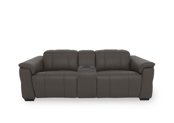 Inca NC Leather 3 Seater Power Recliner Sofa with Power Headrests and Fridge Console  Storm | Bed Sava