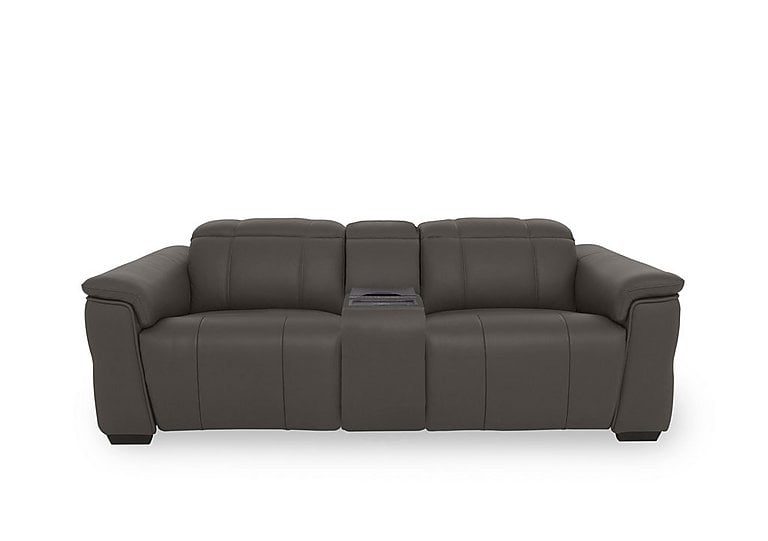 Inca NC Leather 3 Seater Power Recliner Sofa with Power Headrests and Fridge Console - Storm