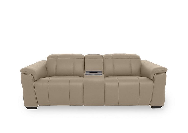 Inca NC Leather 3 Seater Power Recliner Sofa with Power Headrests and Fridge Console - Barley