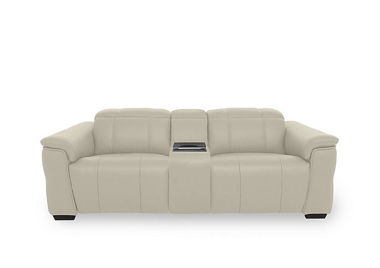 Inca NC Leather 3 Seater Power Recliner Sofa with Power Headrests and Fridge Console - Bone China