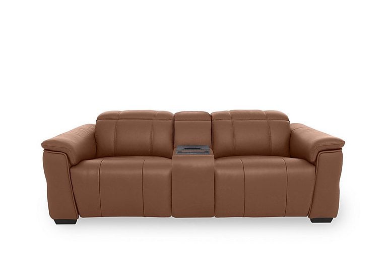 Inca NC Leather 3 Seater Power Recliner Sofa with Power Headrests and Fridge Console - Butterscotch
