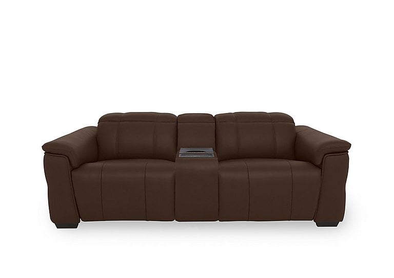 Inca NC Leather 3 Seater Power Recliner Sofa with Power Headrests and Fridge Console - Chocolate