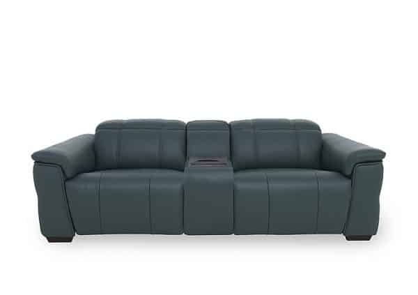 Inca NC Leather 3 Seater Power Recliner Sofa with Power Headrests and Fridge Console  Peacock | Bed Sava