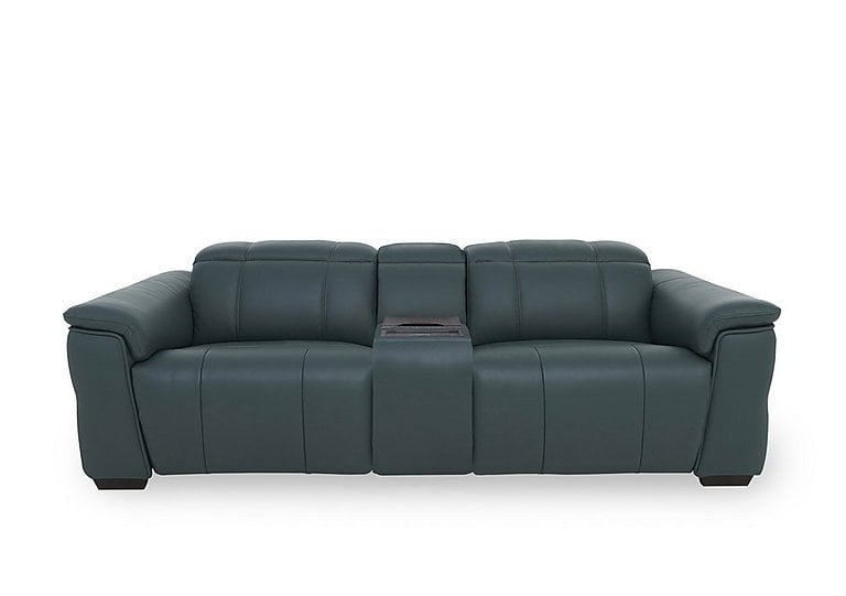 Inca NC Leather 3 Seater Power Recliner Sofa with Power Headrests and Fridge Console - Peacock