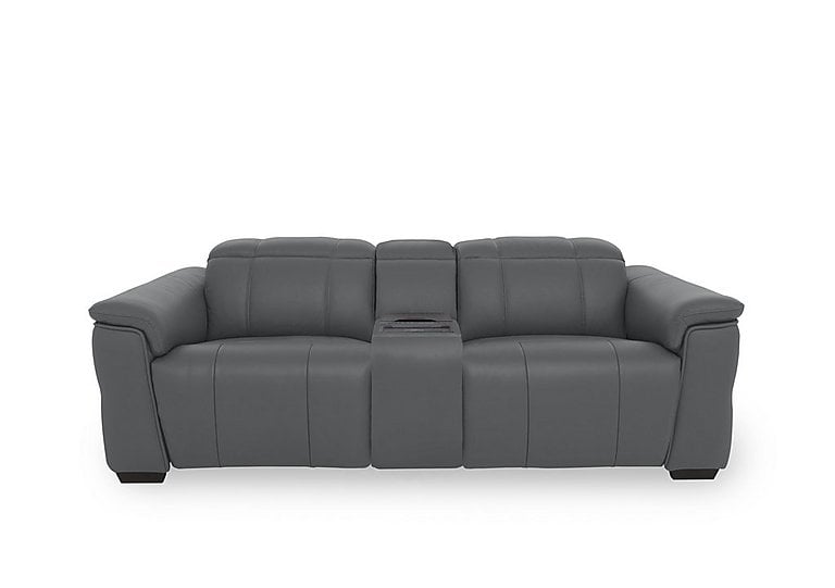 Inca NC Leather 3 Seater Power Recliner Sofa with Power Headrests and Fridge Console - Granite