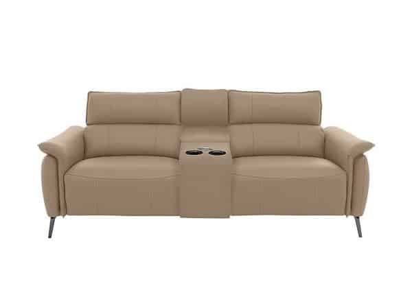 Jude 3 Seater Leather Power Recliner Sofa with Smart Console Unit and Power Telescopic Headrests  Montana Barley | Bed Sava