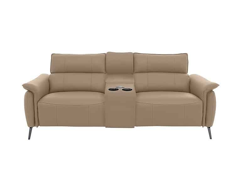 Jude 3 Seater Leather Power Recliner Sofa with Smart Console Unit and Power Telescopic Headrests - Montana Barley