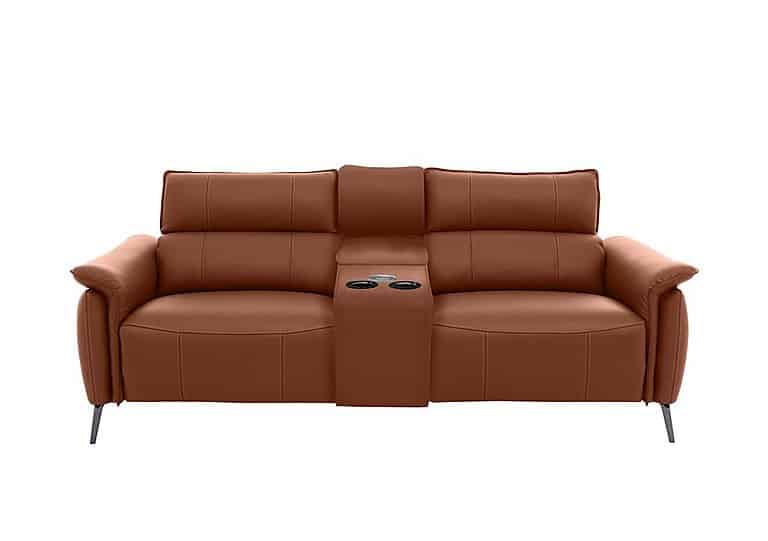 Jude 3 Seater Leather Power Recliner Sofa with Smart Console Unit and Power Telescopic Headrests - Montana Butterscotch