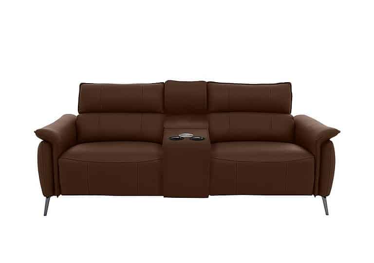 Jude 3 Seater Leather Power Recliner Sofa with Smart Console Unit and Power Telescopic Headrests - Montana Chocolate
