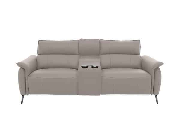 Jude 3 Seater Leather Power Recliner Sofa with Smart Console Unit and Power Telescopic Headrests  Lead Grey | Bed Sava