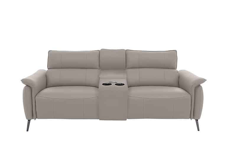 Jude 3 Seater Leather Power Recliner Sofa with Smart Console Unit and Power Telescopic Headrests - Lead Grey
