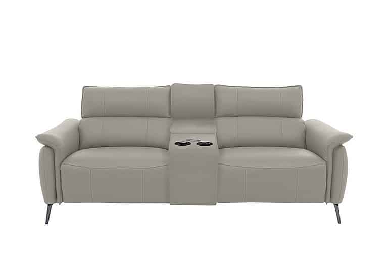 Jude 3 Seater Leather Power Recliner Sofa with Smart Console Unit and Power Telescopic Headrests - New Grey