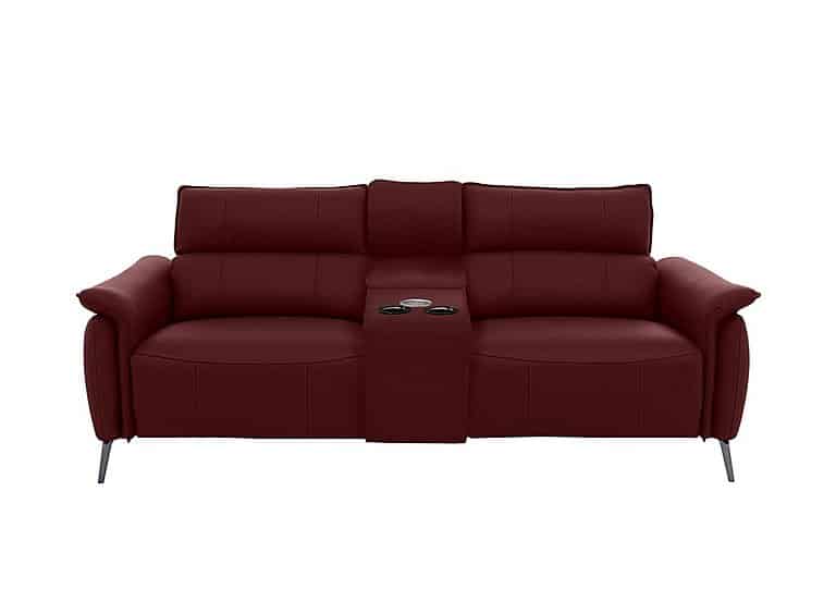 Jude 3 Seater Leather Power Recliner Sofa with Smart Console Unit and Power Telescopic Headrests - Montana Ruby