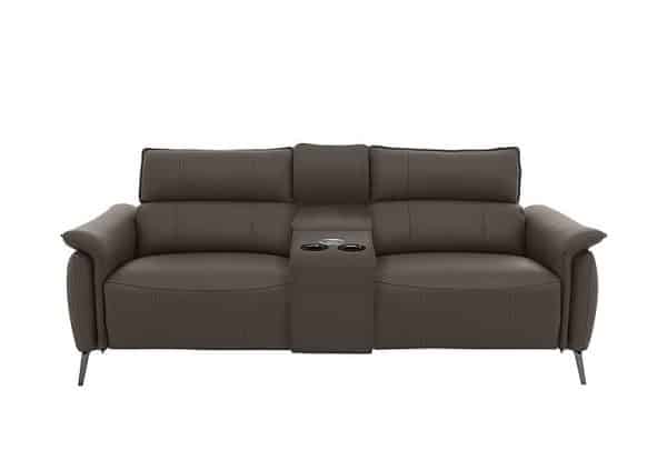 Jude 3 Seater Leather Power Recliner Sofa with Smart Console Unit and Power Telescopic Headrests  Montana Storm | Bed Sava