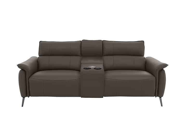 Jude 3 Seater Leather Power Recliner Sofa with Smart Console Unit and Power Telescopic Headrests - Montana Storm