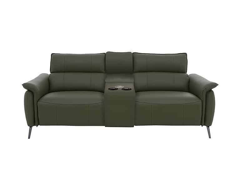 Jude 3 Seater Leather Power Recliner Sofa with Smart Console Unit and Power Telescopic Headrests - Oslo Pine