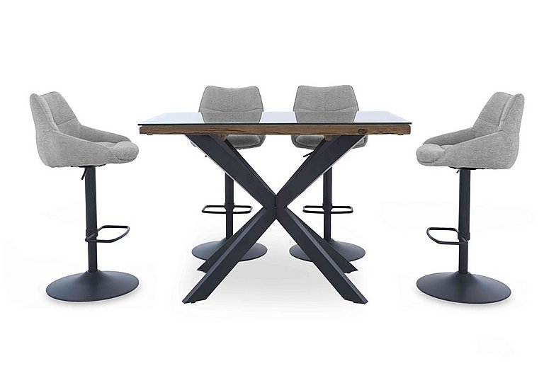 Kiara Table and 4 Swivel Bar Stools - Taupe