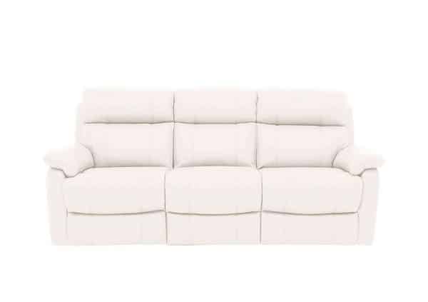 World of Leather  Relax Station Komodo 3 Seater BV Leather Sofa with Power Headrests and Cup Holders  BV Star White | Bed Sava