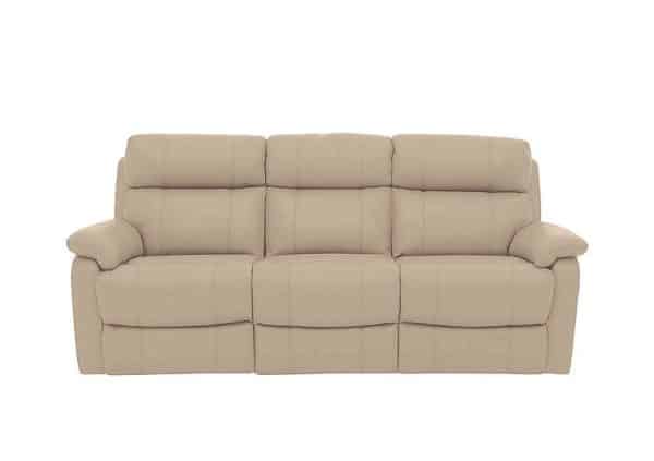 World of Leather  Relax Station Komodo 3 Seater BV Leather Sofa with Power Headrests and Cup Holders  BV Pebble | Bed Sava