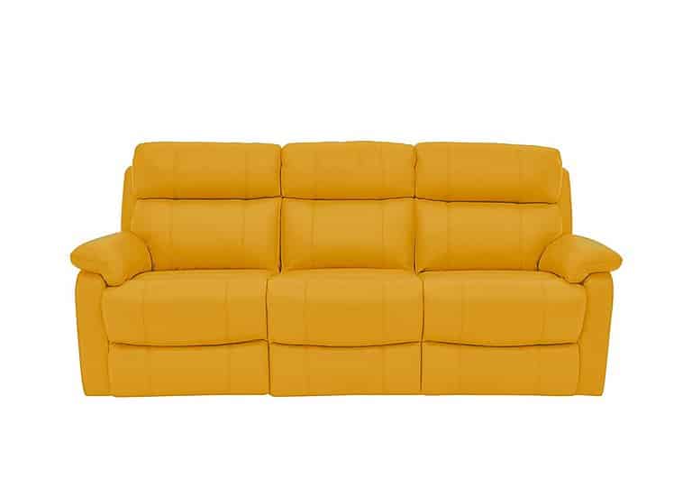 World of Leather - Relax Station Komodo 3 Seater NC Leather Sofa with Power Headrests and Cup Holders - Sunflower