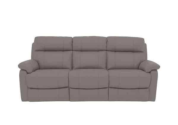 World of Leather  Relax Station Komodo 3 Seater NC Leather Sofa with Power Headrests and Cup Holders  Sleet | Bed Sava
