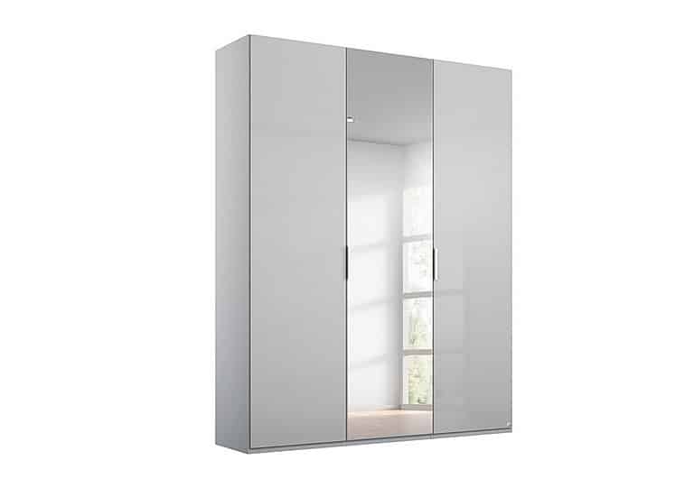 Rauch - Formes Glass 3 Door Hinged Wardrobe with 1 Mirror - Silk Grey/Silk Grey Front