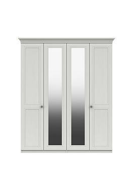 One Call Harris Part Assembled 4 Door Mirrored Wardrobe