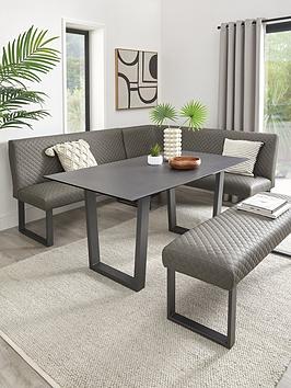 Very Home Ohio 160 Cm Long Dining Table + Benches Corner Dining Set