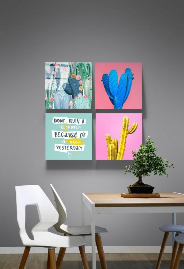 Cactus Quadro Glass Wall Art | Bed Sava
