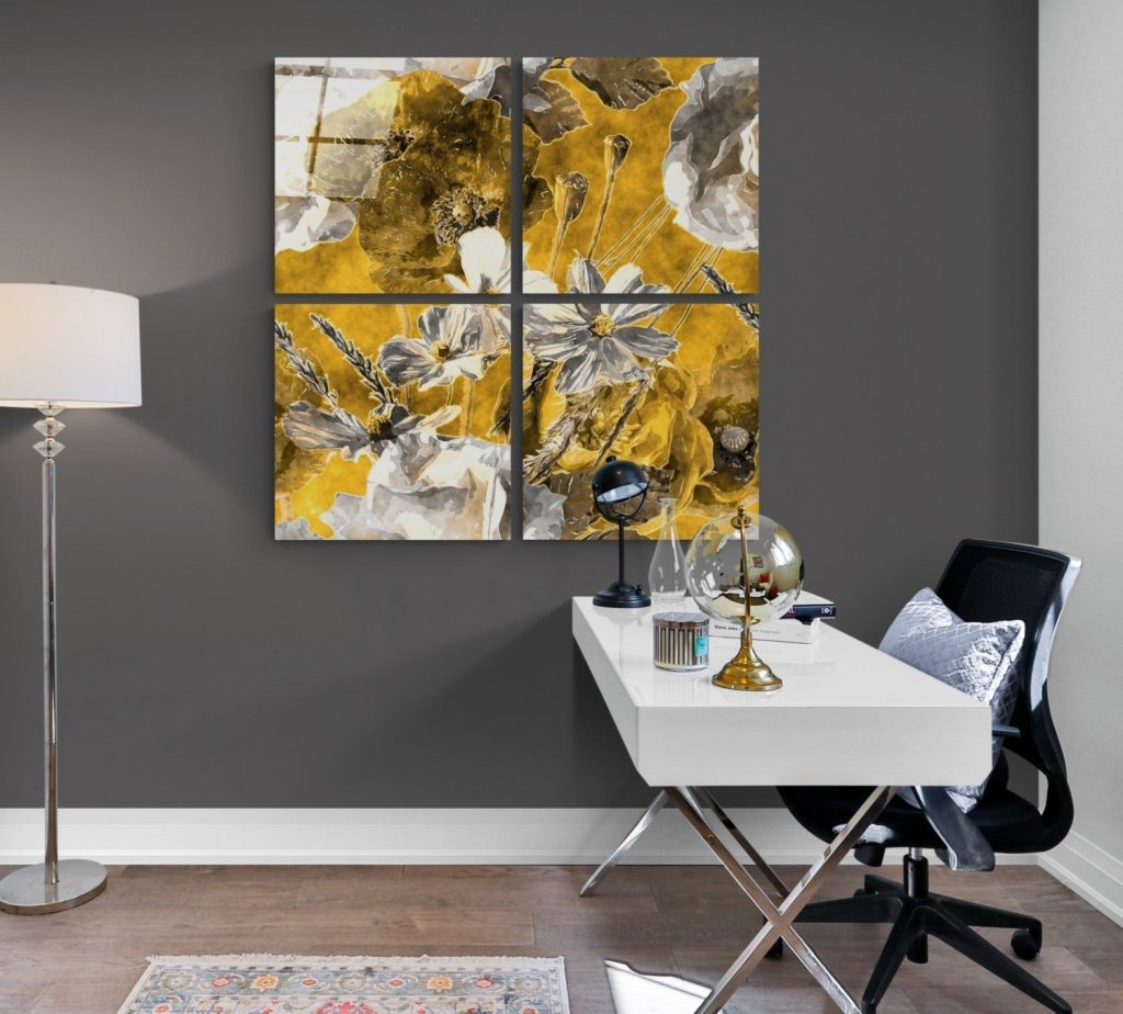 Autumn Flowers Quadro Glass Wall Art