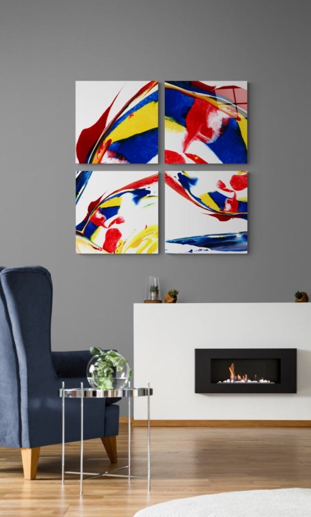 Dance of Red Quadro Glass Wall Art