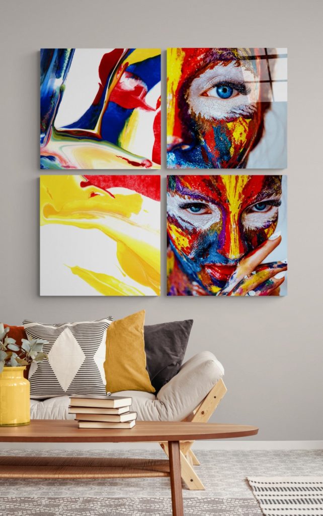 Woman and Red Quadro Glass Wall Art