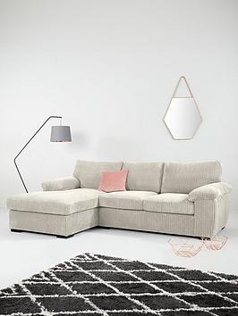Very Home Amalfi Standard Back Fabric Left Hand 3 Seater Chaise Sofa - Silver - Fsc&Reg; Certified