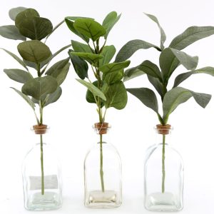 Set of Three Artificial Leaf In Vase | Bed Sava
