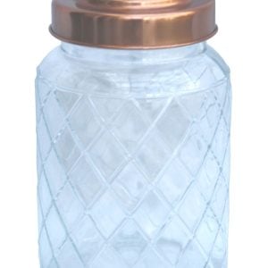 Round Glass Jar With Copper Lid  7 Inch | Bed Sava