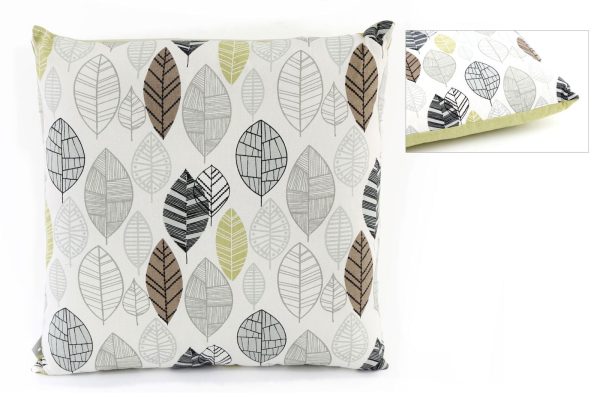 Scatter Cushion With Contemporary Green Leaf Print Design 37cm | Bed Sava