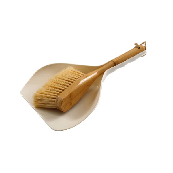 Cream Dustpan  Bamboo Wooden Brush | Bed Sava