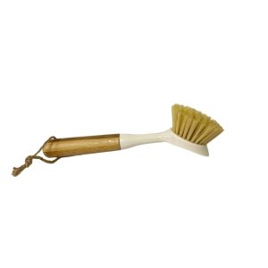 Cream Washing Up Brush with Bamboo Wooden Handle | Bed Sava