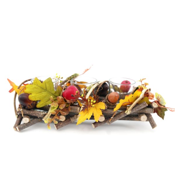 Wood And Fauna Triple Tea Light Holder | Bed Sava