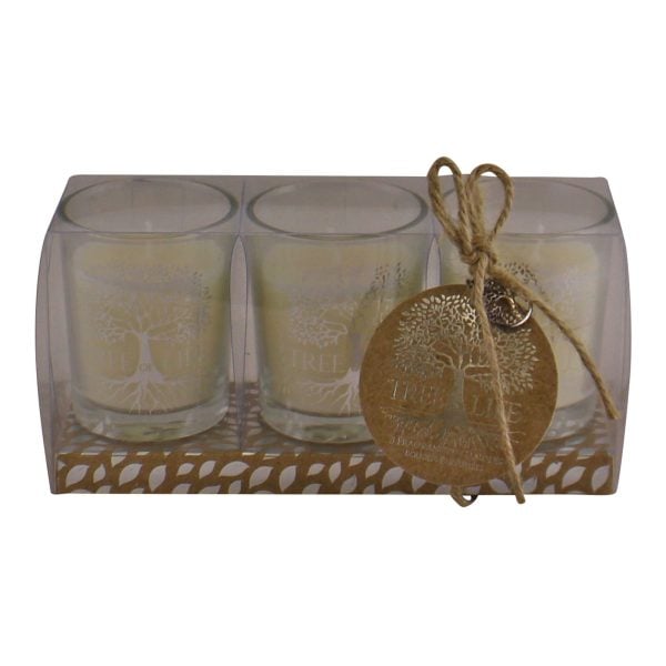Set Of 3 Tree Of Life Fragranced Votive Candles | Bed Sava