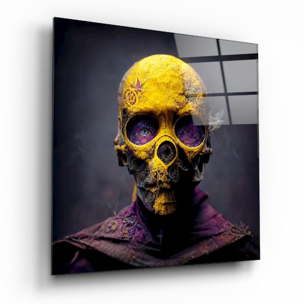 Yellow Mask Glass Wall Art || Designer Collection | Bed Sava