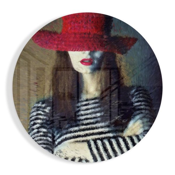 Woman in Hat Glass Wall Art | Bed Sava