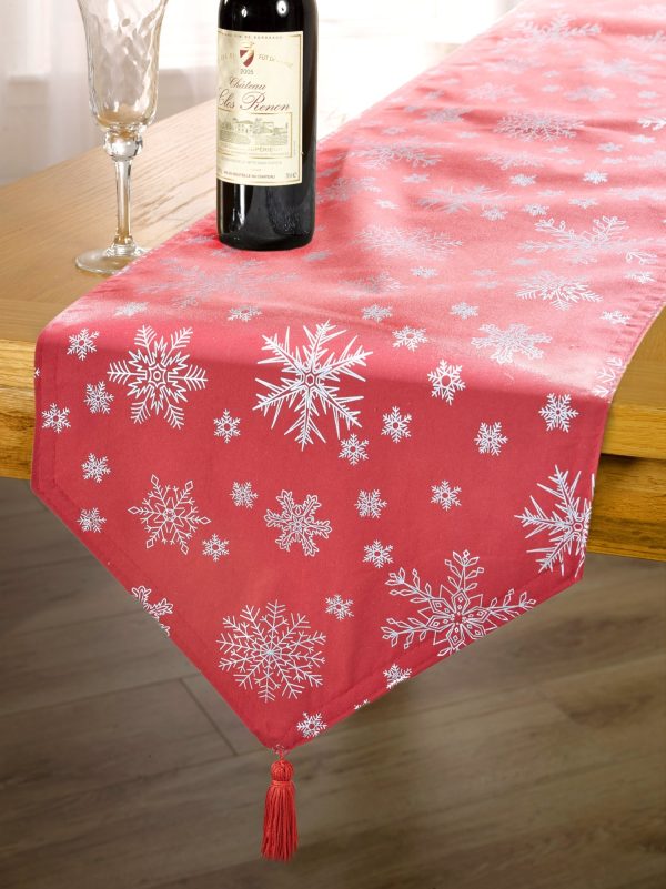Snowflake  Foil Print Christmas Table Runner | Bed Sava