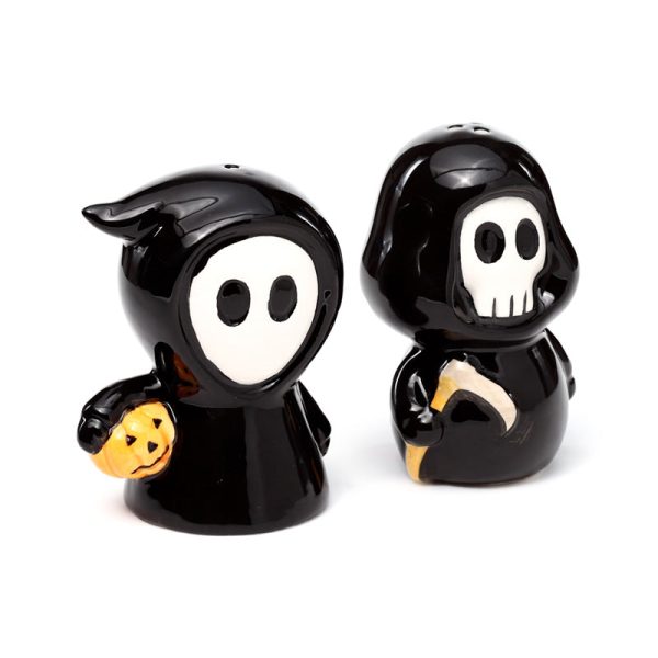 Ceramic Salt  Pepper Set  Skull Boy  Ghost Boy | Bed Sava