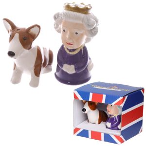 Ceramic Salt  Pepper Set  Queen  Corgi | Bed Sava