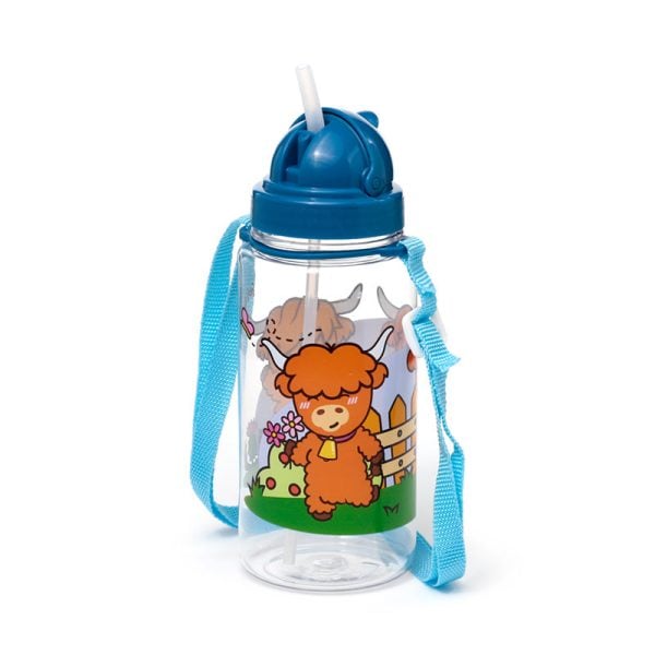 Childrens Shatterproof Water Bottle 450ml  Adoramals Highland Coo | Bed Sava